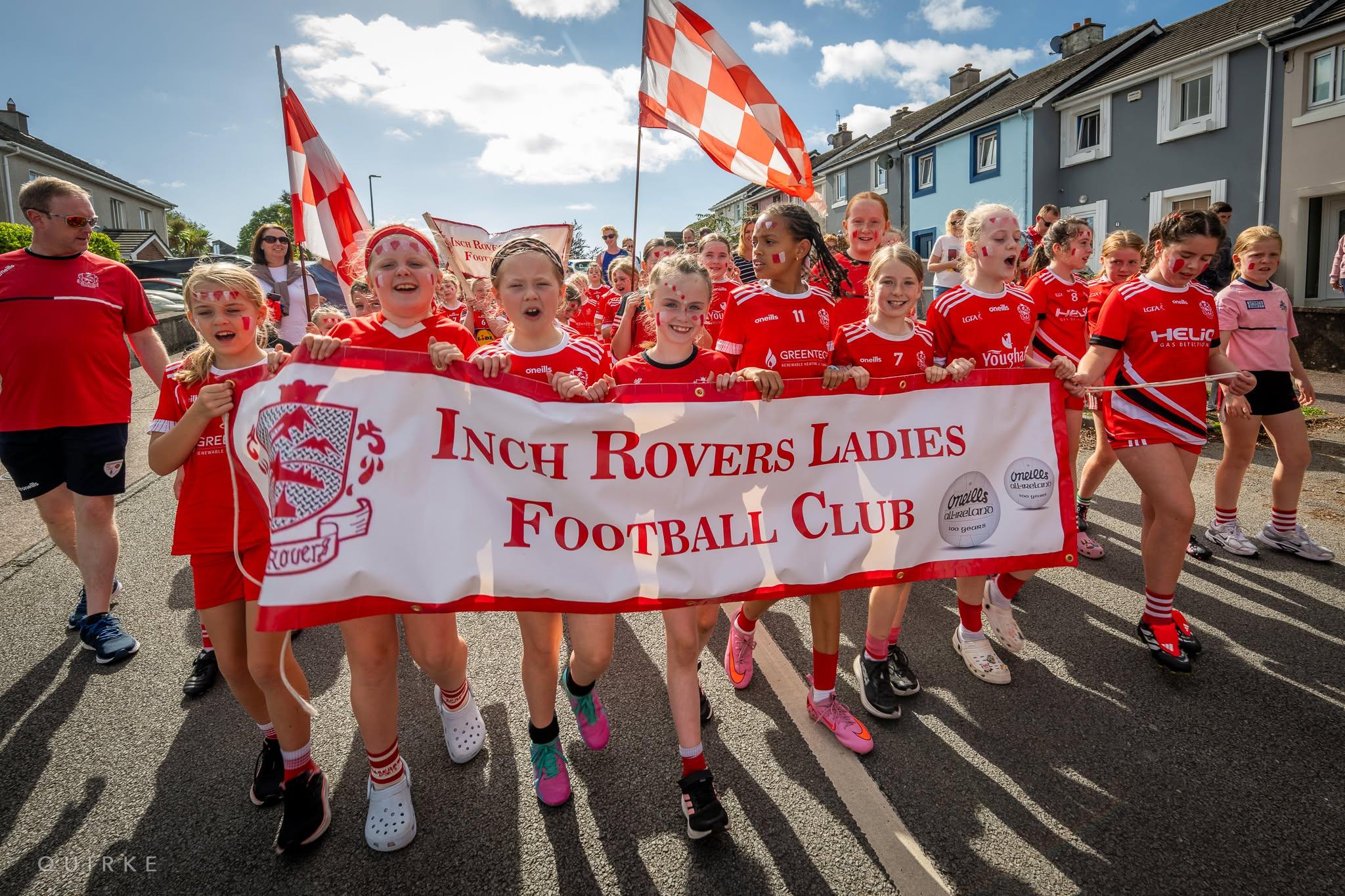 Inch Rovers Ladies Football Club taking part in the parade